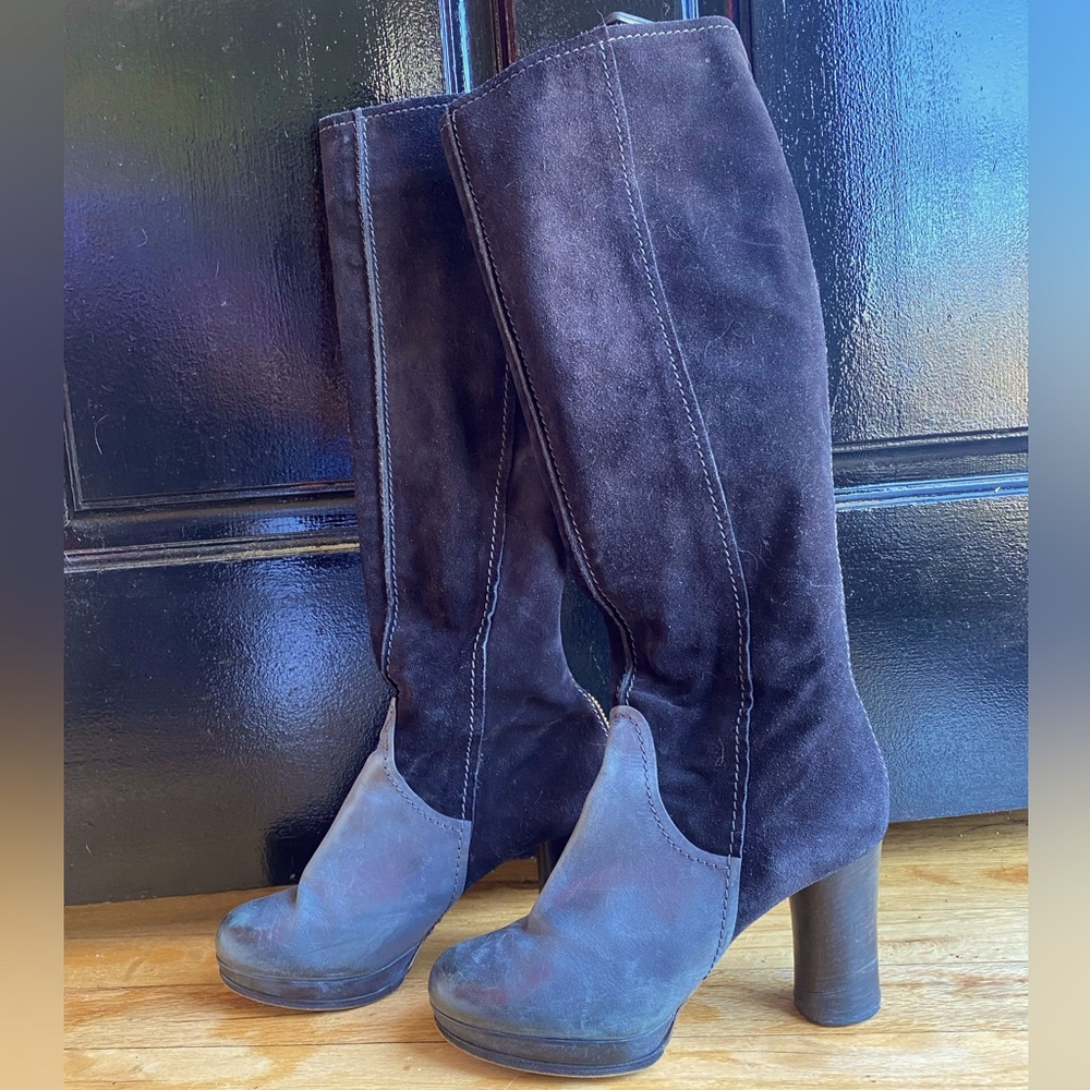 Chloé Black Leather and Suede Zip Boots